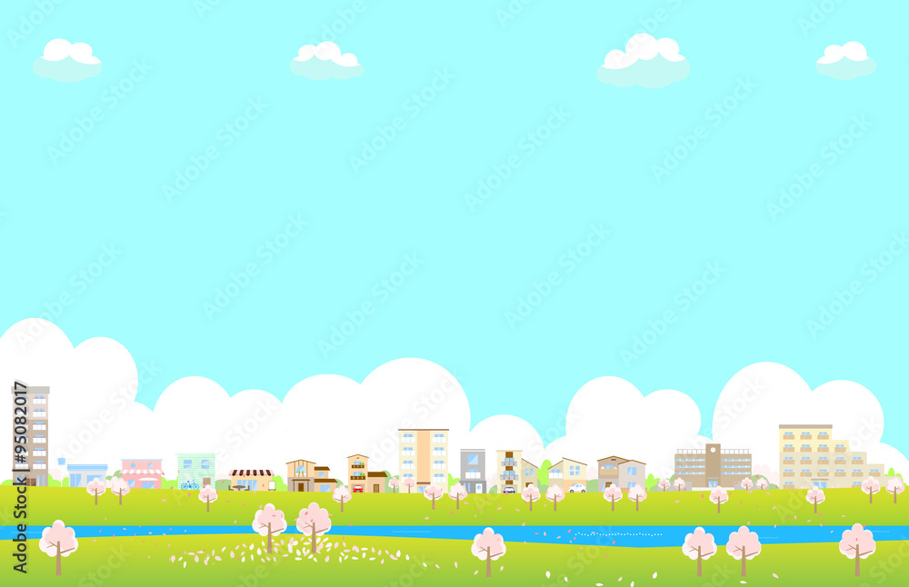 春の街並み 桜 春の街並み 桜