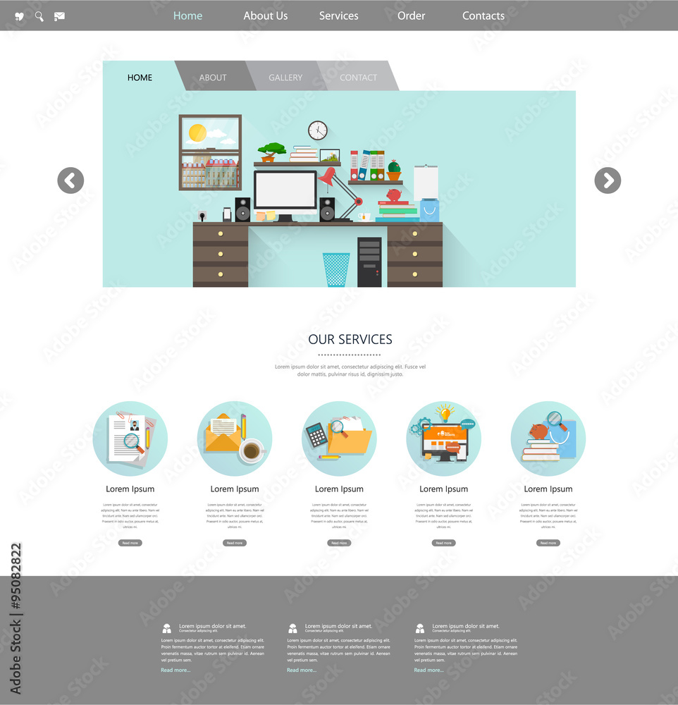 Modern Flat Website Template Design Vector Modern Flat Website Template Design Vector