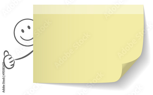 Notiz Zettel mit Daumen hoch Strichmännchen Vektor