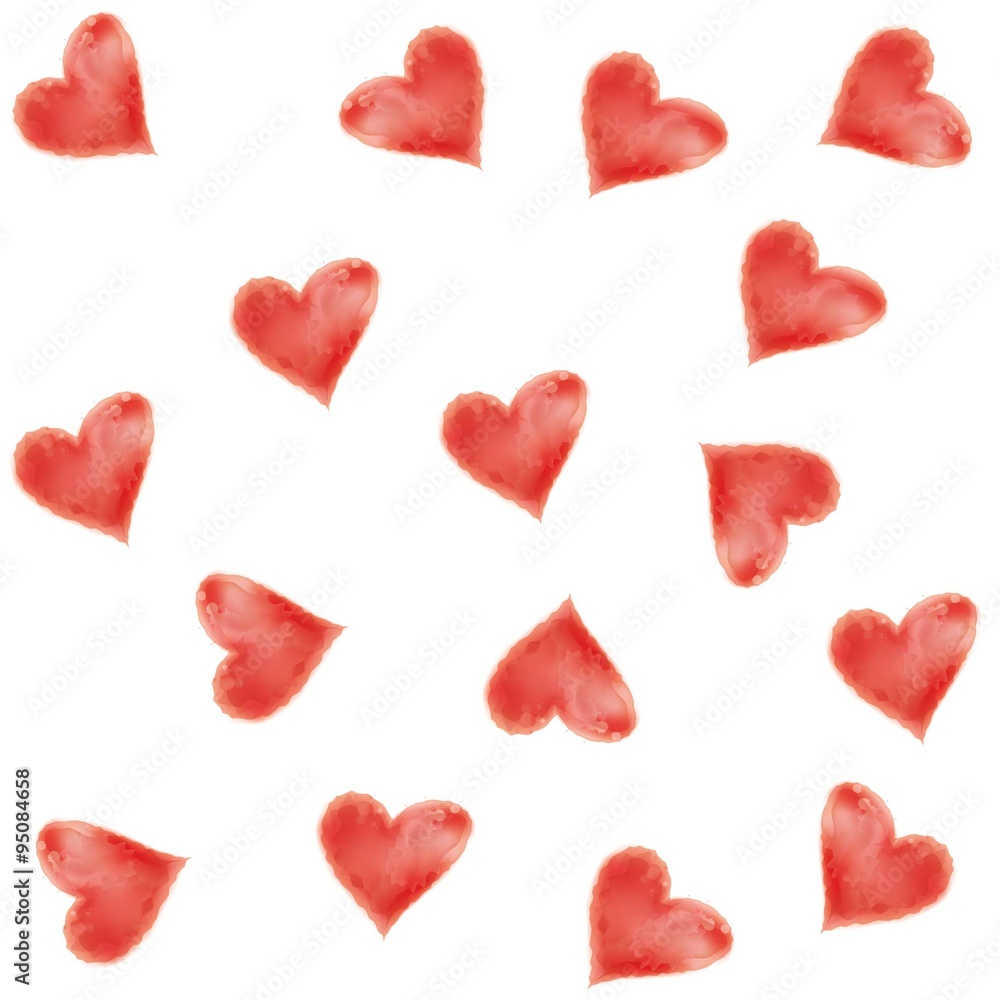 Valentine vintage background. Watercolor hearts.
