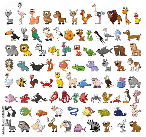 Fototapeta Naklejka Na Ścianę i Meble -  Set of cute cartoon animals