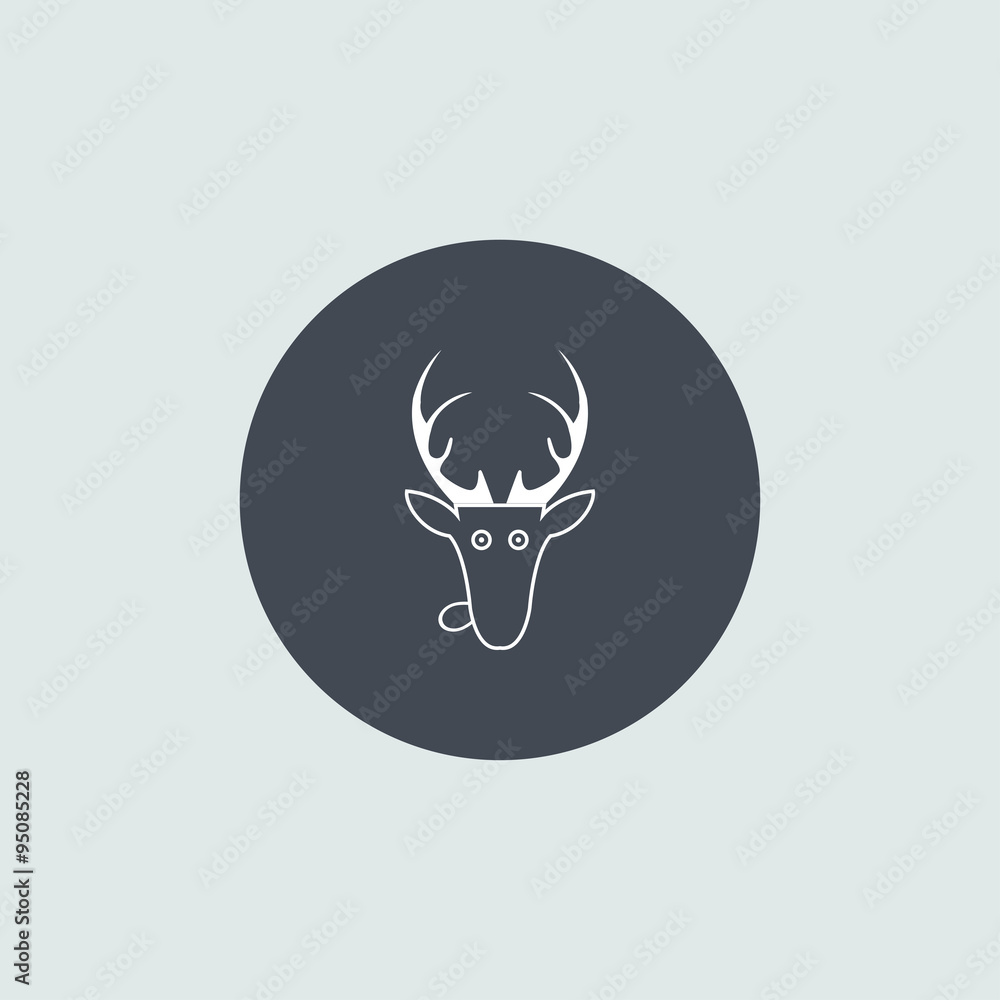 Fototapeta premium Vector christmas deer head icon