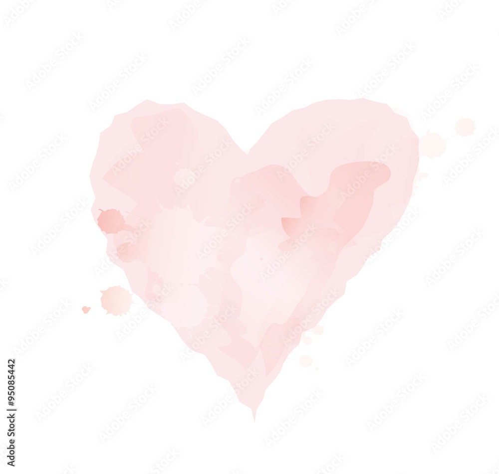 Vector heart watercolor template