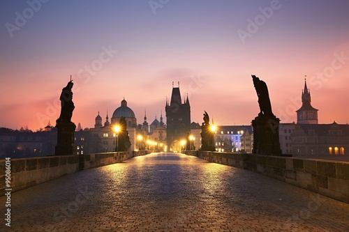 Charles Bridge at the sunrise