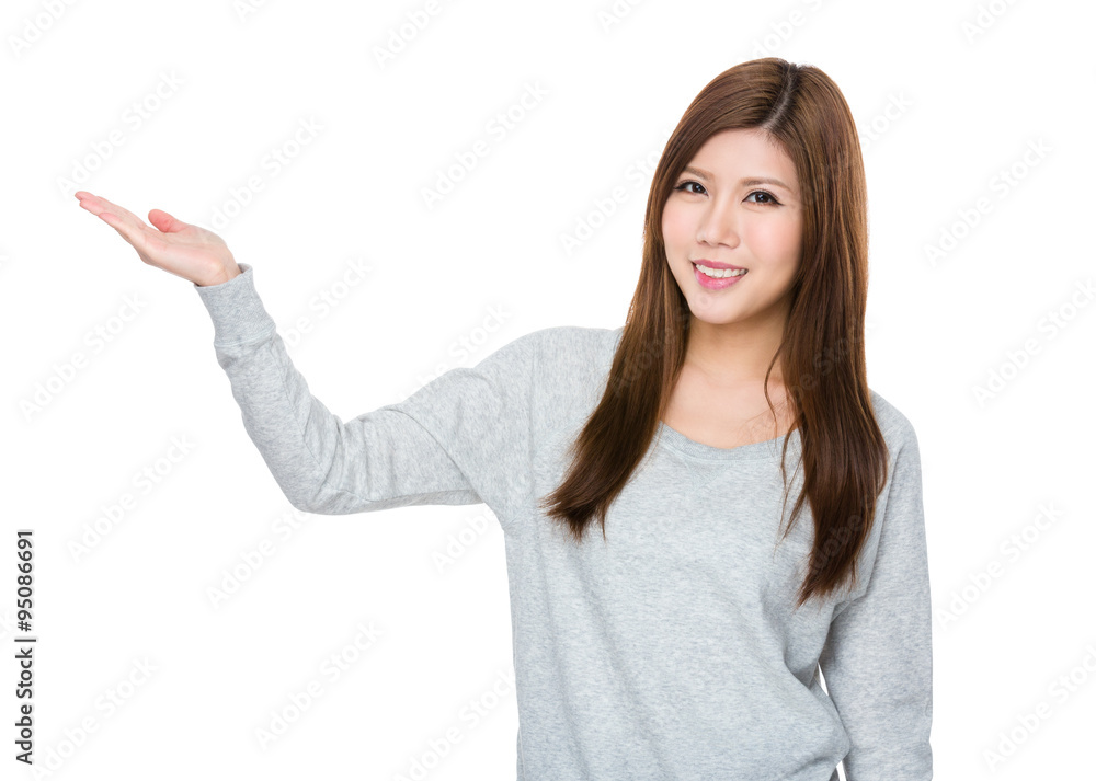 Woman with open hand palm Woman with open hand palm