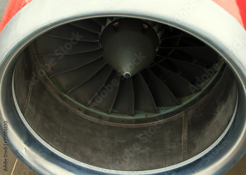 Turbo-jet engine of the plane close up