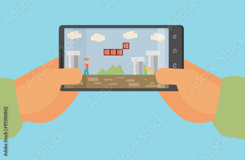 Mobile gaming concept , flat design , eps10 vector format