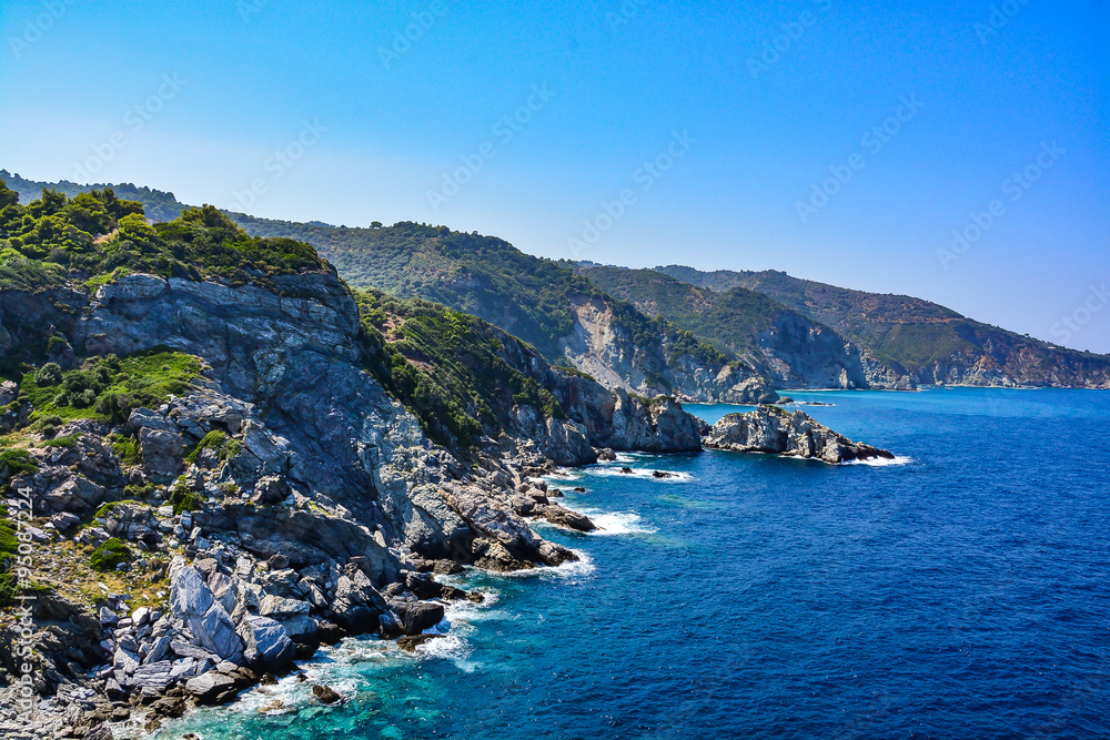 Beautiful coast of Skopelos island, Sporades, Greece