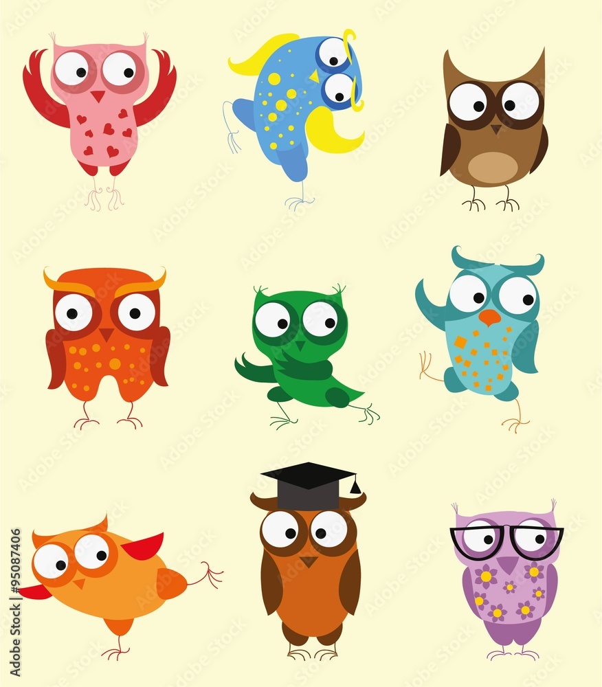Fototapeta premium Set of vector cartoon birds