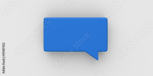 blue 3D Empty speech bubble on a grey gray background