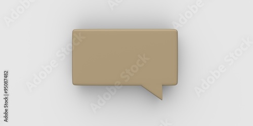 yellow sand 3D Empty speech bubble on a grey gray background