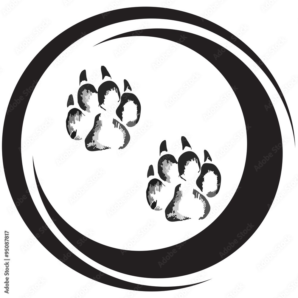 Fototapeta premium Footprints of a big cat4-vector 