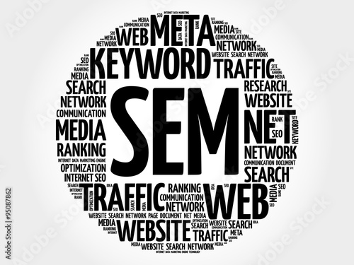 SEM - Search Engine Marketing word cloud, business concept