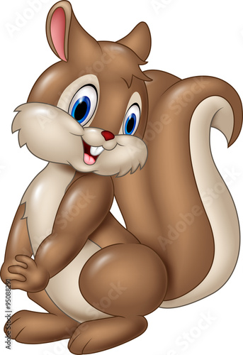 Cartoon funny squirrel isolated on white background