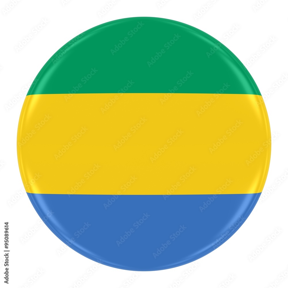 Gabonese Flag Badge - Flag of Gabon Button Isolated on White Gabonese Flag Badge - Flag of Gabon Button Isolated on White