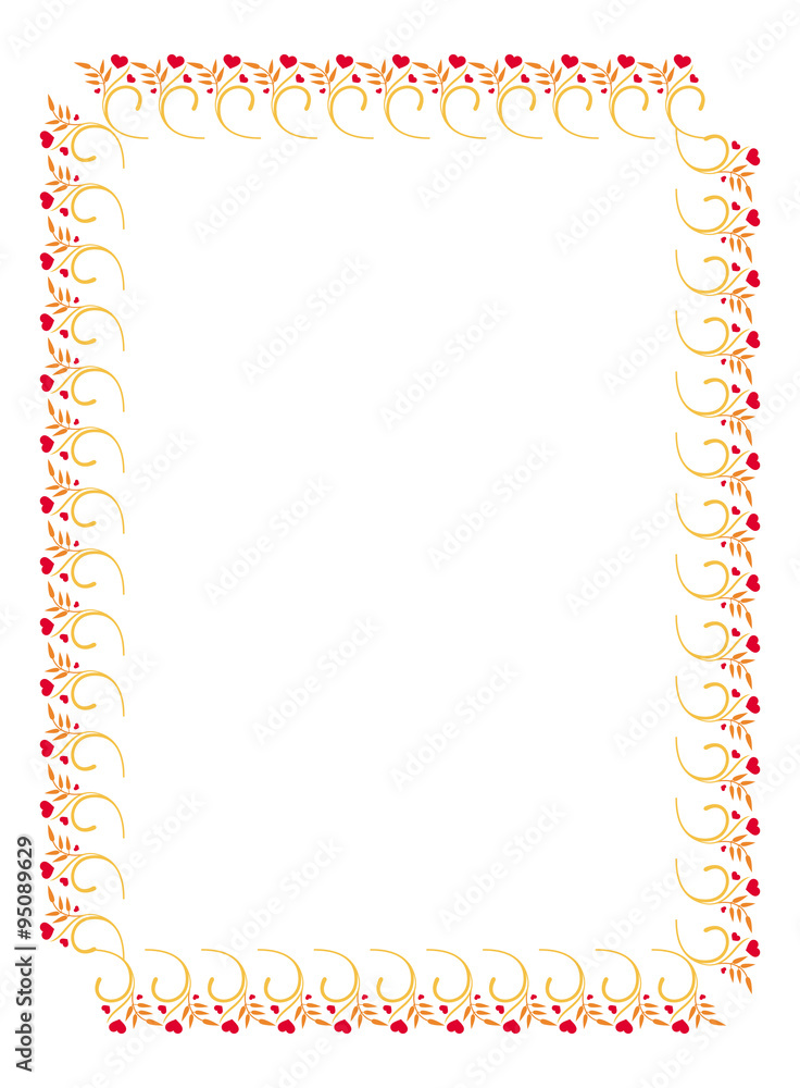 Elegant frame with red hearts Elegant frame with red hearts