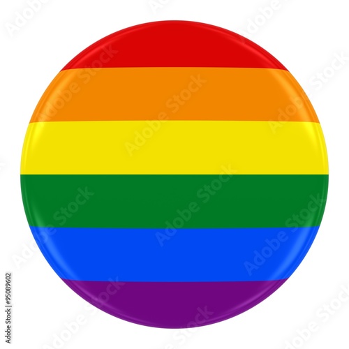 Gay Pride Rainbow Flag Badge - Flag of Gay Pride Button Isolated on White