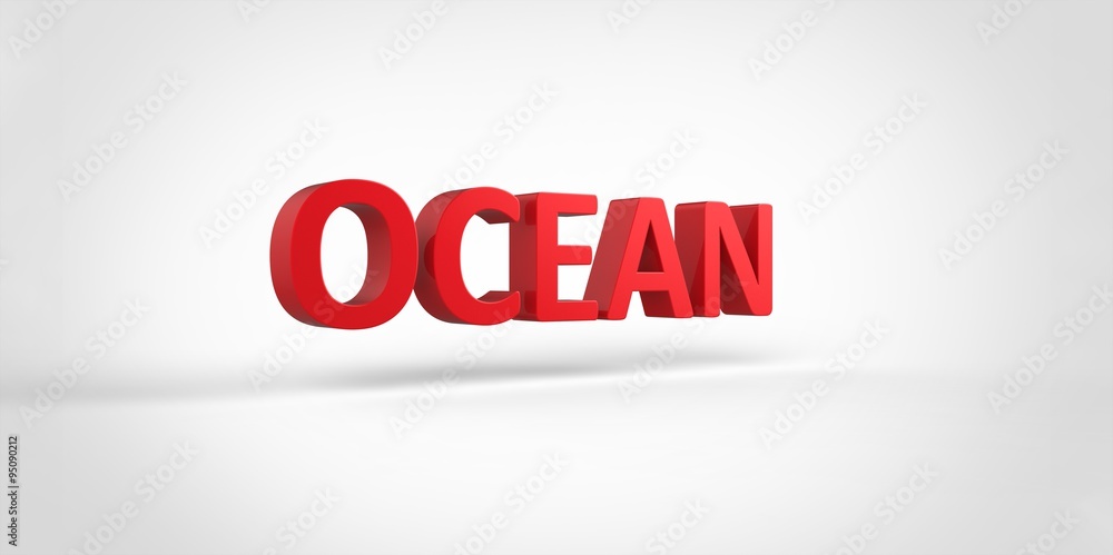 3D red Artic Ocean Word Text on white background