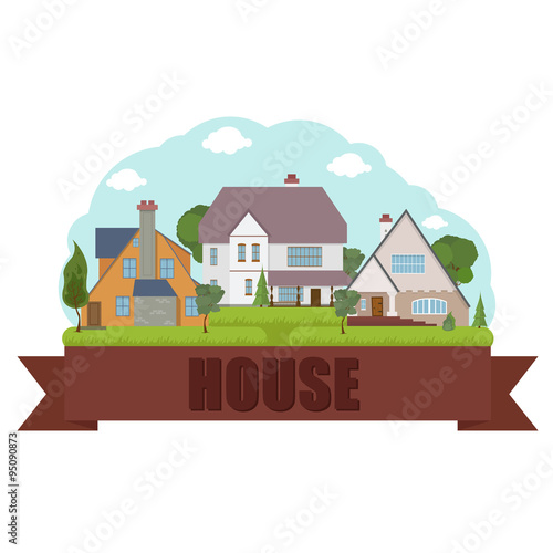 Traditional and modern house. Flat design vector concept illustration.