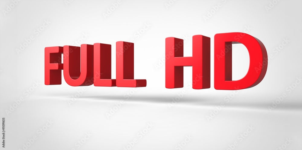 Full HD 3D red text Illustration word Render isolated on White grey gray Background Full HD 3D red text Illustration word Render isolated on White grey gray Background