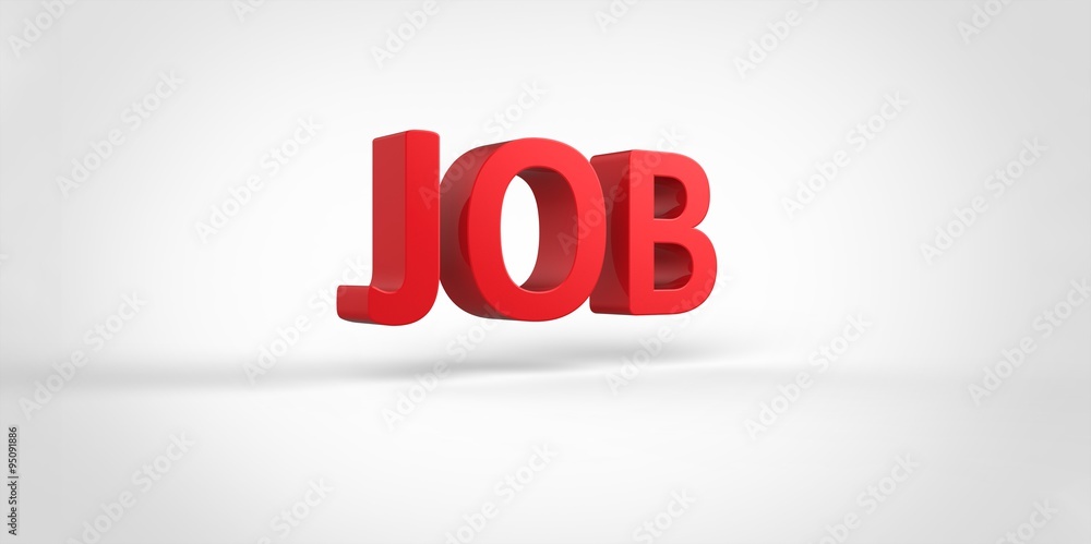 Job 3D red text Illustration word Render isolated on White grey gray Background Job 3D red text Illustration word Render isolated on White grey gray Background