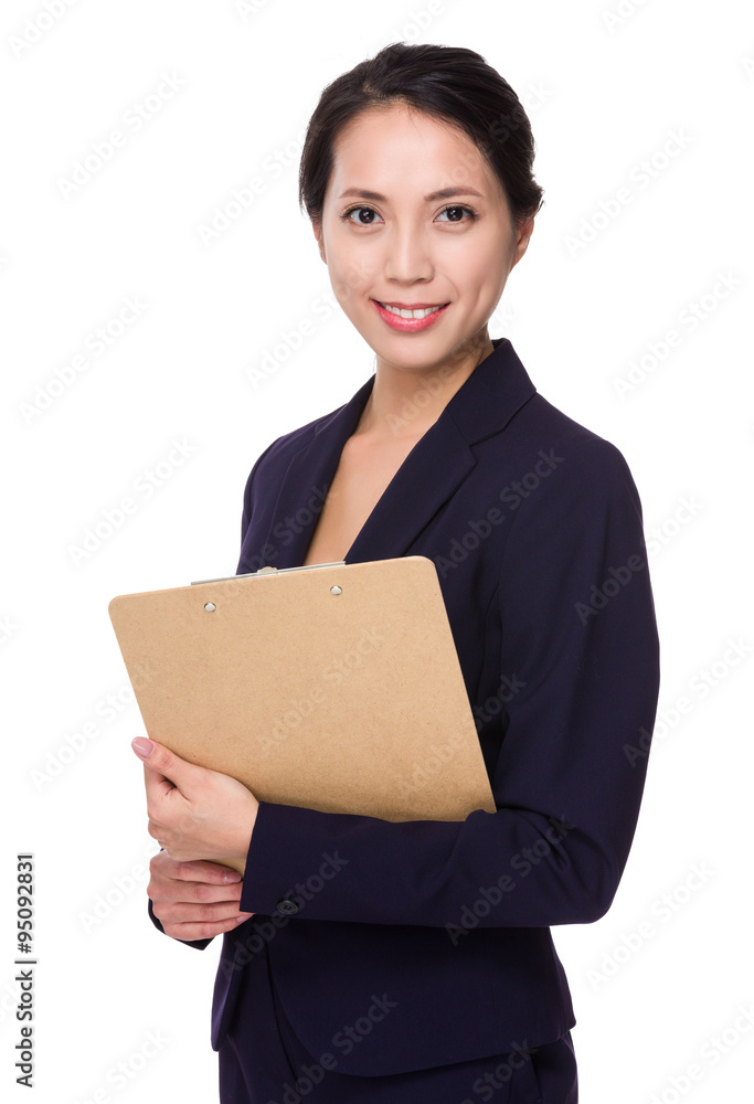 Asian Businesswoman hold with clipboard Asian Businesswoman hold with clipboard