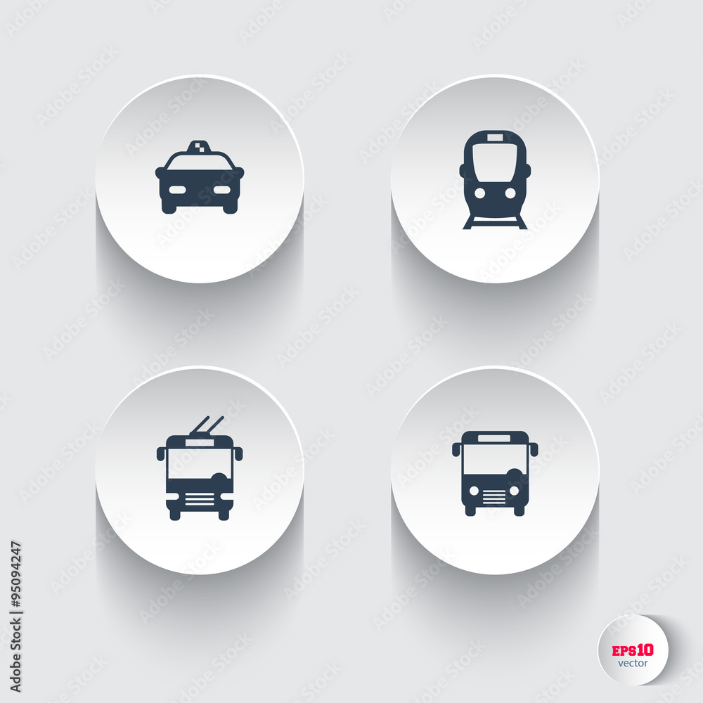 City transport, round 3d icons, vector illustration City transport, round 3d icons, vector illustration