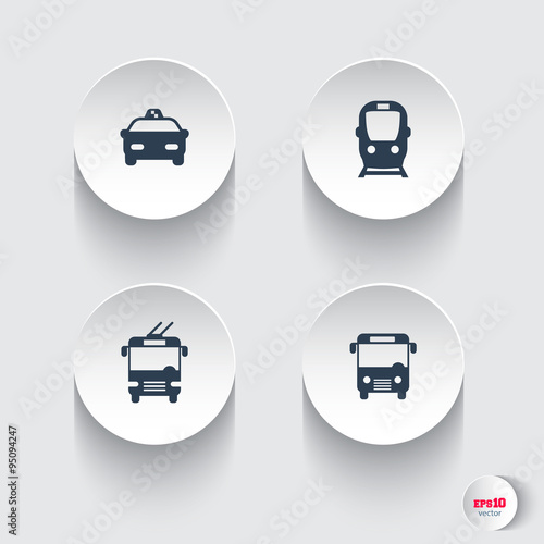 City transport, round 3d icons, vector illustration