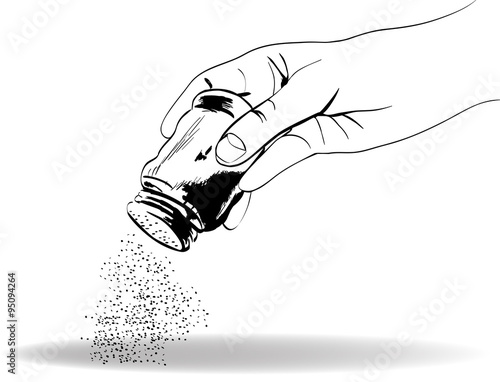 силуэт руки с солонкой в векторном формате. 
silhouette hand with the salt shaker in vector format
