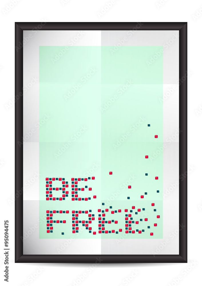 Vector realistic frame with folded paper and text Be free, poster mock up design Vector realistic frame with folded paper and text Be free, poster mock up design
