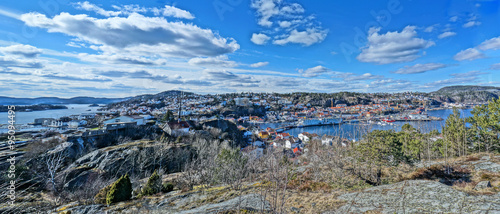 Autumn panorama HDR of Kragero city and fjord, Norway photo
