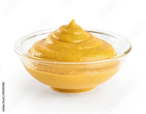 Wallpaper Mural Bowl with mustard isolated on white background.