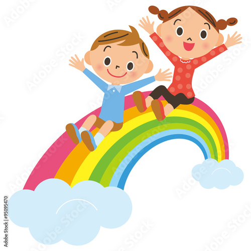虹と子供