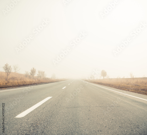 foggy freeway landscape