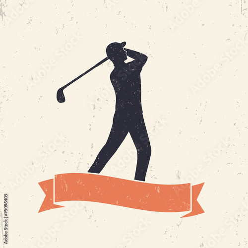 golfer, golf player swinging golf club, vector illustration
