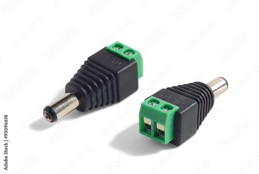 DC power connection jacks with screws. DC power connection jacks with screws.