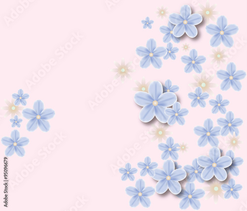 Blue and beige flowers composition