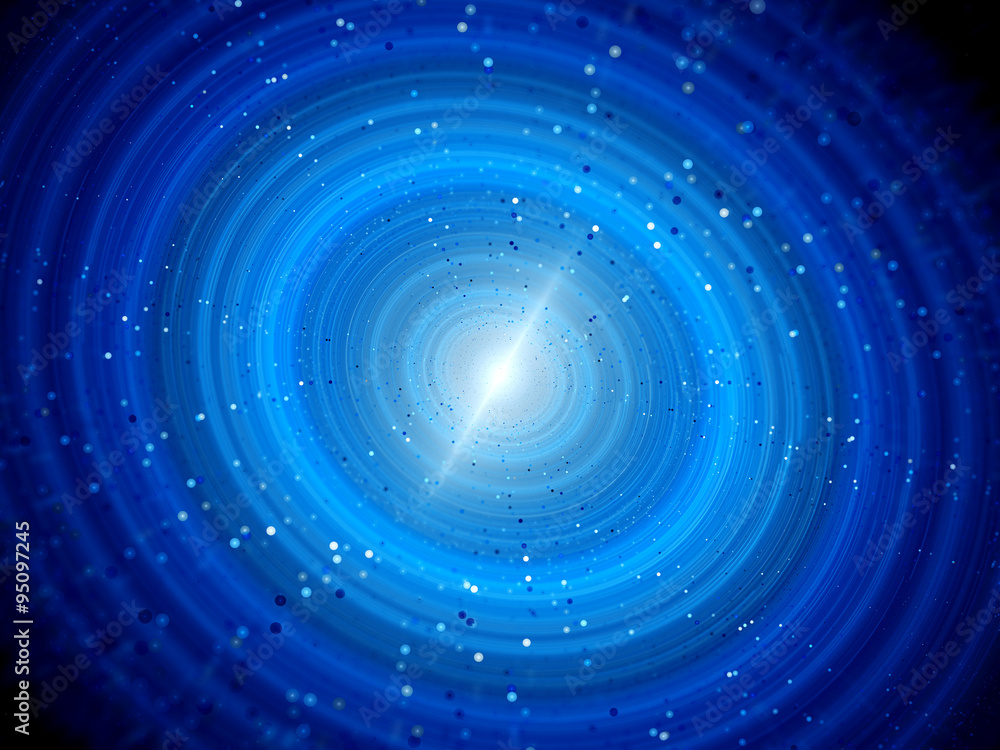 Blue glowing solar system with particles in early stage Blue glowing solar system with particles in early stage