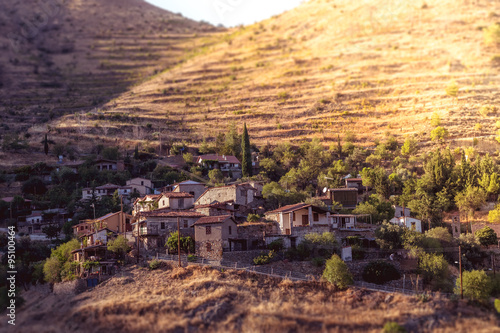 Lazanias, picturesque mountain village in the Nicosia District of Cyprus. Color tone tuned