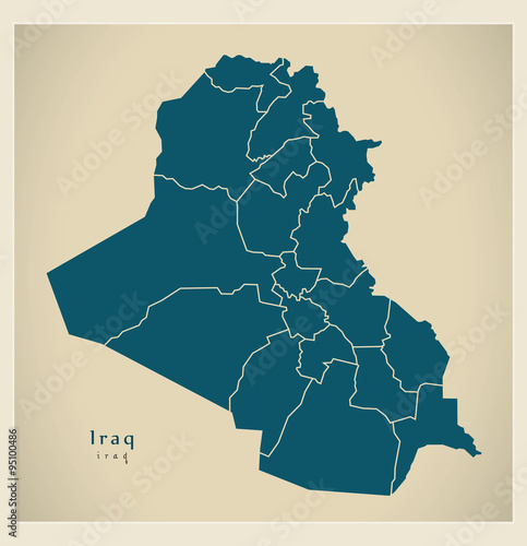 Modern Map - Iraq with governorates and regions IQ