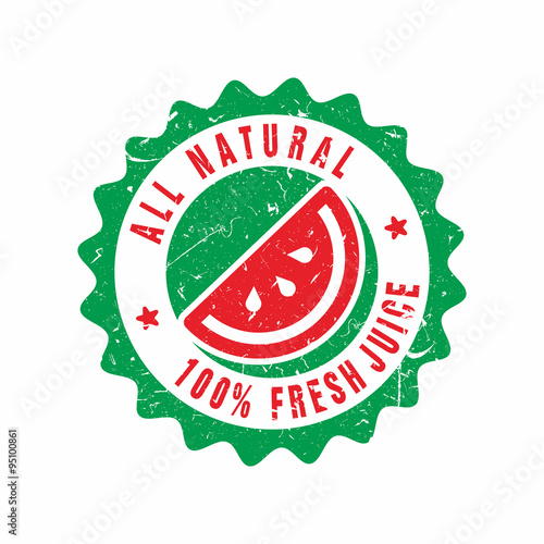 Vector  Fresh Juice Watermelon Fruits stamp