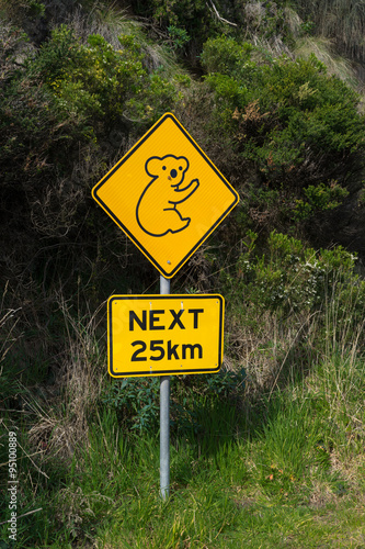 Koalas Ahead Road Sign Australia