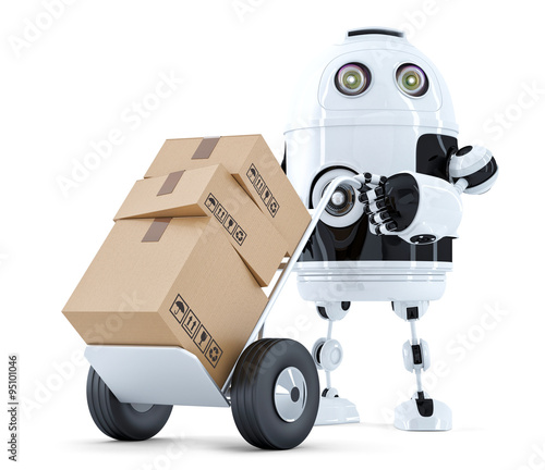 Delivery Robot. Isolated. Contains clipping path