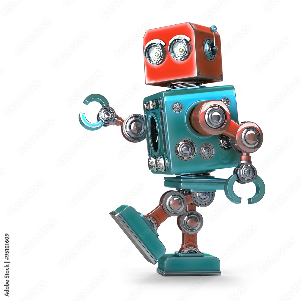 Fototapeta premium Walking Robot. Isolated. Contains clipping path