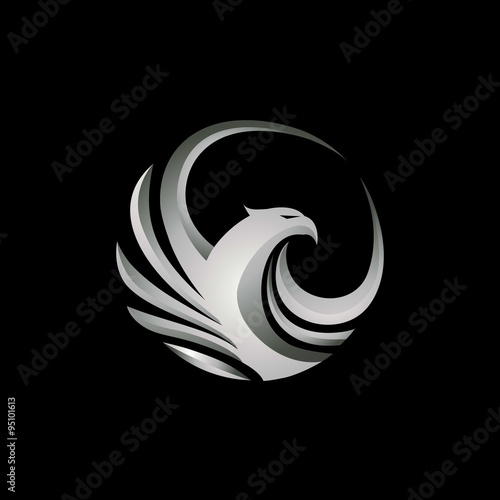 modern metalic silver 3D style eagle clipart icon vector