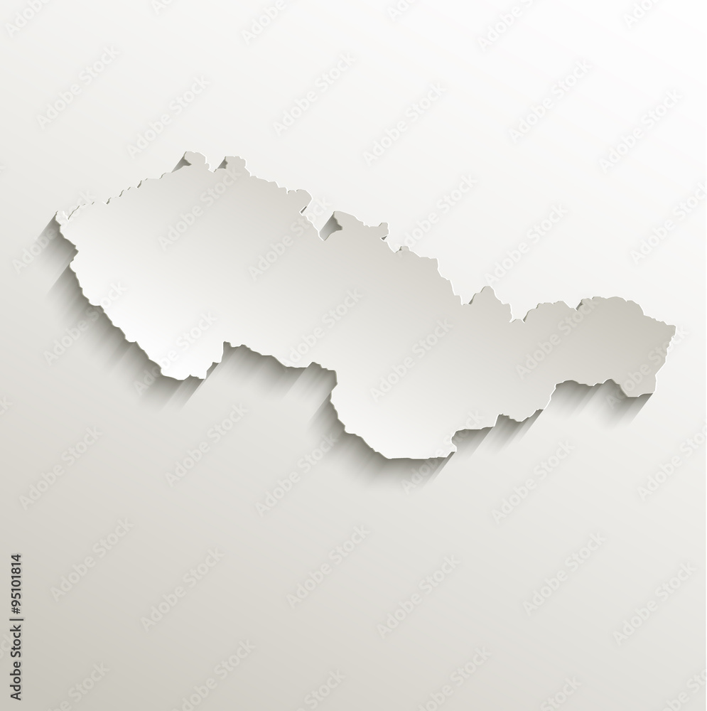 Czechoslovakia map card paper 3D natural vector