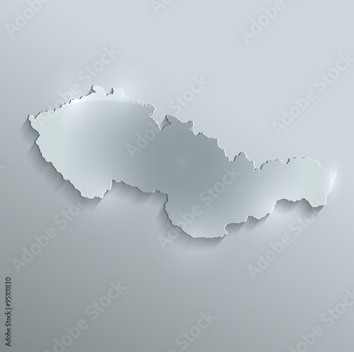 Czechoslovakia map flag glass card paper 3D vector