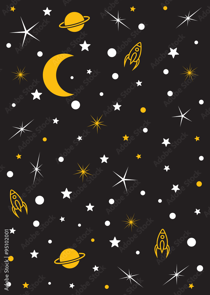 Moon, stars, planets, space vector background Moon, stars, planets, space vector background