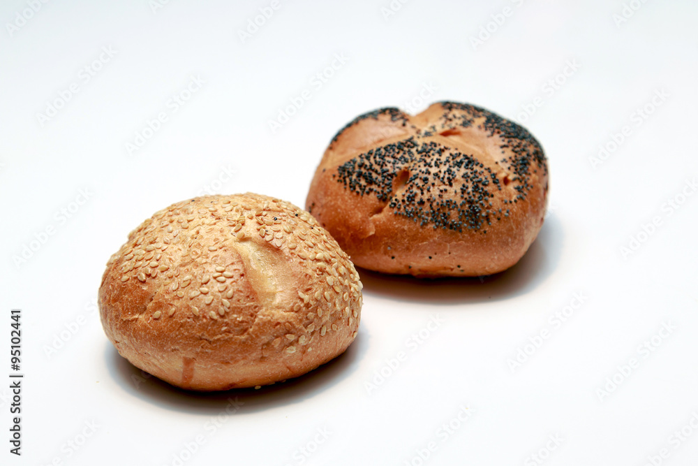 Bun with sesame and poppy seeds