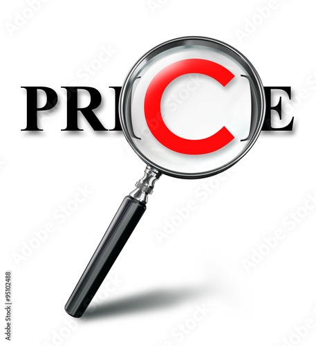 price red word concept with magnifying glass